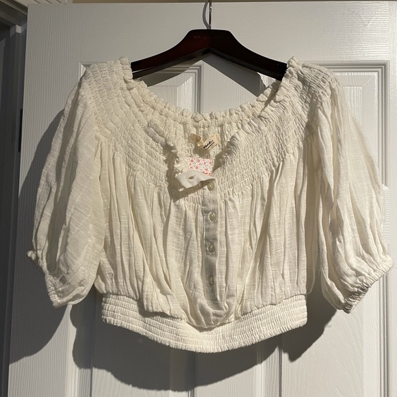 Free People white boho crop blouse. - Picture 1 of 6